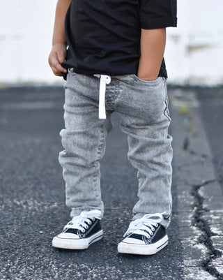 Kids Cotton Grey Wash Denim Jeans Little Bipsy Size: 18-24 Months