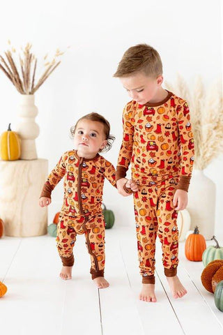 Bamboo Long Sleeve Pajama Set - Autumn Truck Baby & Toddler Sleepwear