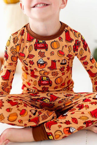 Bamboo Long Sleeve Pajama Set - Autumn Truck Baby & Toddler Sleepwear