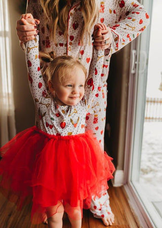 Girl's Bamboo Long Sleeve Tulle Dress - Valentines Hearts Baby & Toddler Dresses