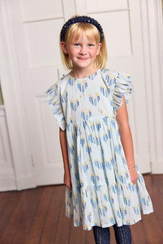 Cotton Kit Dress - Menorah Hearts