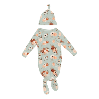 Bamboo Knotted Layette Gown & Hat Set - Aloe Fall FloralKicKee PantsSize: One Size