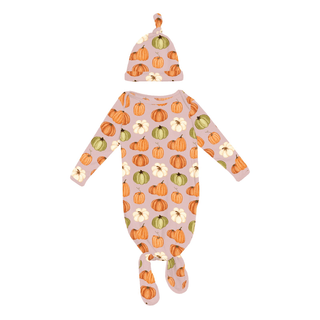 Bamboo Knotted Layette Gown & Hat Set - Baby Rose Pumpkin PatchKicKee PantsSize: One Size
