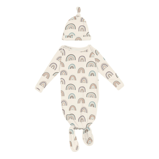 Bamboo Knotted Layette Gown & Hat Set - Earthy Rainbows KicKee Pants Size: One Size