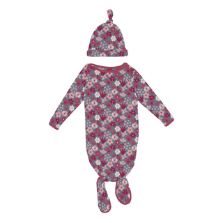Bamboo Knotted Layette Gown & Hat Set - Moonlight Picture Day Floral