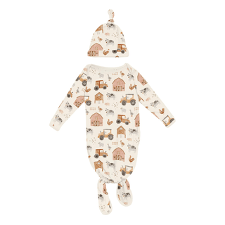 Bamboo Knotted Layette Gown & Hat Set - Natural Farm LifeKicKee PantsSize: One Size