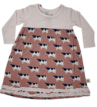 Bamboo Long Sleeve Swing Dress - Pink Cows Baby & Toddler Dresses