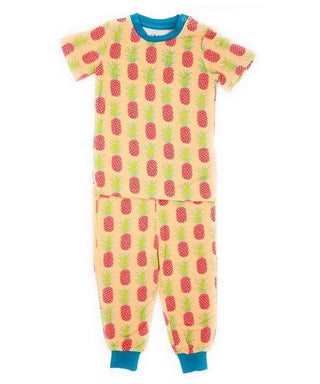 Bamboo Short Sleeve Girl's Pajama Set, Pink Pineapple Baby & Toddler Sleepwear