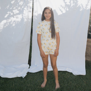 Girl's Bamboo Short Set - Lemon Short Set forever french baby Size: 8/9 Years