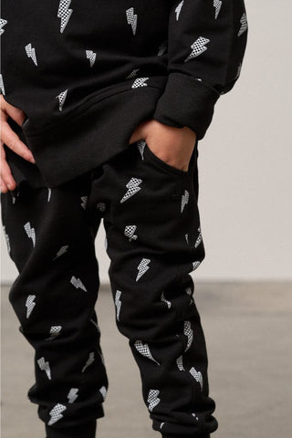 Kids Lightning Bolt Jogger - Black Little Bipsy Size: 12-18 Months
