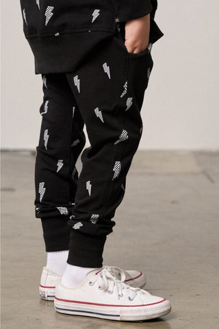 Kids Lightning Bolt Jogger - Black Little Bipsy Size: 12-18 Months