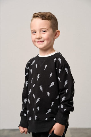 Lightning Bolt Pullover - Black Little Bipsy Size: 12-18 Months