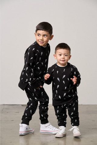Lightning Bolt Pullover - Black Little Bipsy Size: 12-18 Months