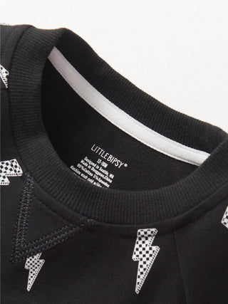 Lightning Bolt Pullover - Black Little Bipsy Size: 12-18 Months