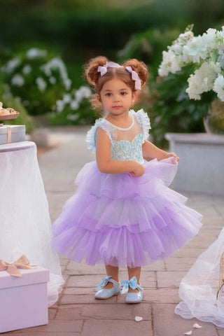 Lilac Dream Tiered Fairy Dress Dresses Faeella Size: 2