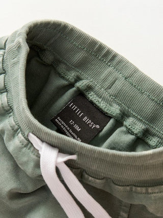 Little Bipsy Cotton Harem Short - Basil Wash | Baby Riddle