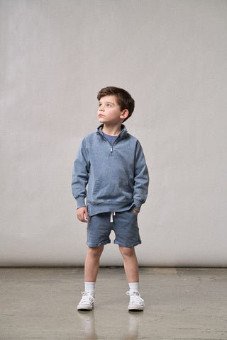 Little Bipsy Cotton Quarter Zip Pullover - Navy Wash | Baby Riddle