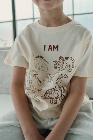 Dino Affirmation Short Sleeve T-Shirt T-Shirts Little & Brave Size: 4-5 Kids