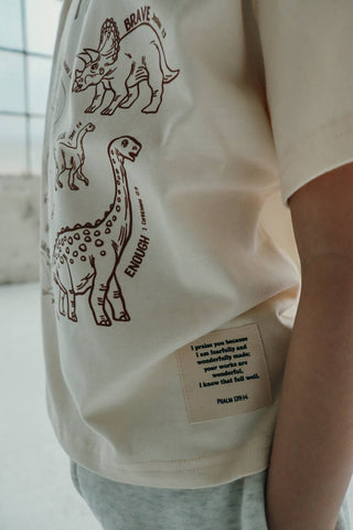 Dino Affirmation Short Sleeve T-Shirt T-Shirts Little & Brave Size: 4-5 Kids