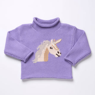 Cotton Long Sleeve Classic Sweater - Unicorn