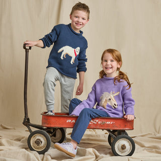 Cotton Long Sleeve Classic Sweater - Unicorn