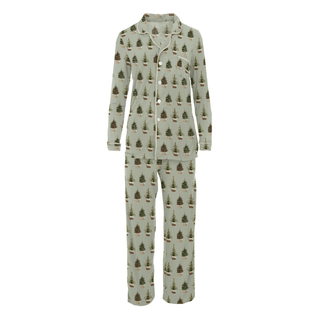 Bamboo Long Sleeve Collared Pajama Set - Aloe Rustic Trees
