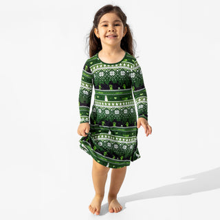 Bamboo Long Sleeve Dress - Minecraft Christmas Bellabu Bear Size: 4T