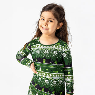 Bamboo Long Sleeve Dress - Minecraft Christmas Bellabu Bear Size: 4T