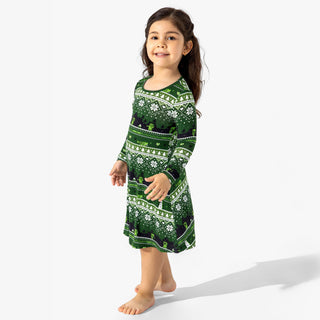 Bamboo Long Sleeve Dress - Minecraft Christmas Bellabu Bear Size: 4T