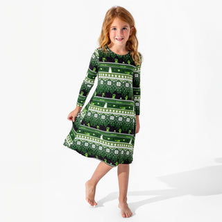 Bamboo Long Sleeve Dress - Minecraft Christmas Bellabu Bear Size: 4T