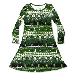 Bamboo Long Sleeve Dress - Minecraft Christmas Bellabu Bear Size: 4T