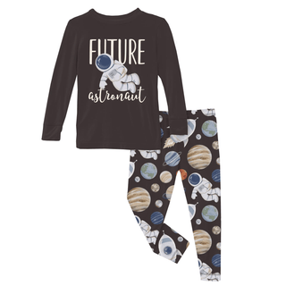 Bamboo Long Sleeve Graphic Tee Pajama Set - Midnight Space Dream KicKee Pants Size: 3T