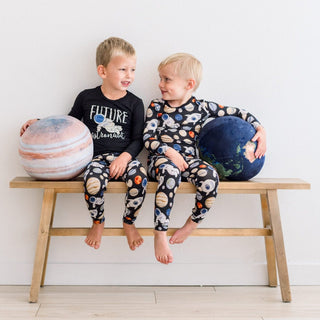 Bamboo Long Sleeve Graphic Tee Pajama Set - Midnight Space Dream KicKee Pants Size: 3T