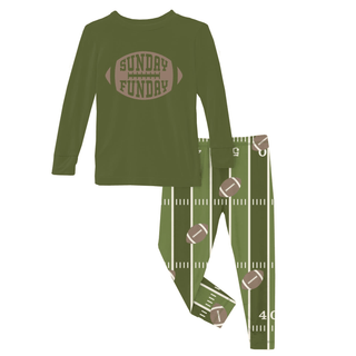 Bamboo Long Sleeve Graphic Tee Pajama Set - Pesto FootballKicKee PantsSize: 2T
