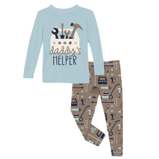 Bamboo Long Sleeve Graphic Tee Pajama Set - Portabella Fall ToolsKicKee PantsSize: 2T