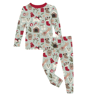 Bamboo Long Sleeve Pajama Set - Aloe Christmas Dogs KicKee Pants Size: 2T