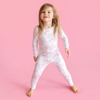 Bamboo Long Sleeve Pajama Set - April (Rainbows) Posh Peanut Size: 3T-4T