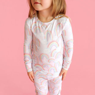 Bamboo Long Sleeve Pajama Set - April (Rainbows) Posh Peanut Size: 3T-4T