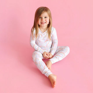Bamboo Long Sleeve Pajama Set - April (Rainbows) Posh Peanut Size: 3T-4T