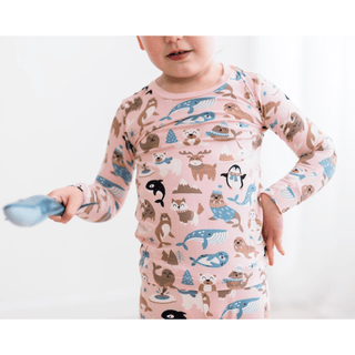 Bamboo Long Sleeve Pajama Set - Baby Rose Arctic Animals KicKee Pants Size: 2T