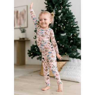 Bamboo Long Sleeve Pajama Set - Baby Rose Arctic Animals KicKee Pants Size: 2T