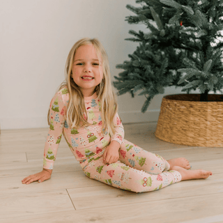 Bamboo Long Sleeve Pajama Set - Baby Rose Cute Trees