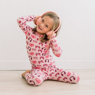 Bamboo Long Sleeve Pajama Set - Baby Rose Gamer KicKee Pants Size: 3T