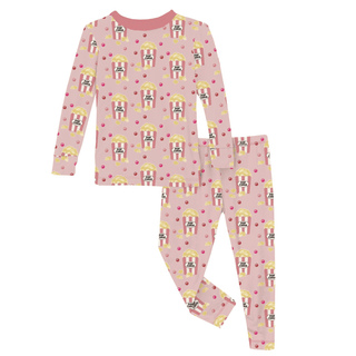 Bamboo Long Sleeve Pajama Set - Baby Rose Movie Night KicKee Pants Size: 3T