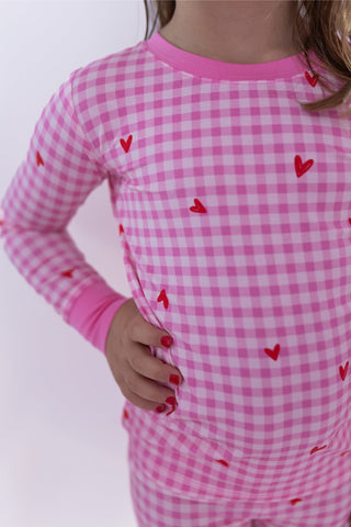 Bamboo Long Sleeve Pajama Set - Be Mine Gingham In My Jammers Size: 3T