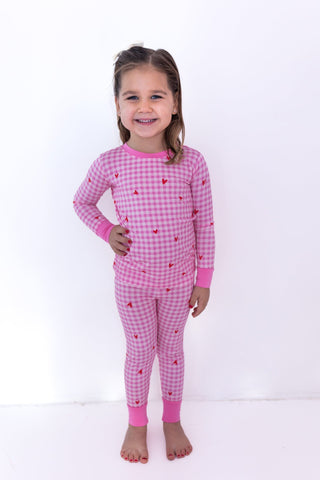 Bamboo Long Sleeve Pajama Set - Be Mine Gingham In My Jammers Size: 3T