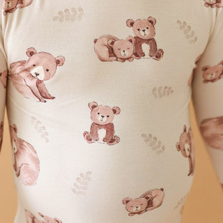 Bamboo Long Sleeve Pajama Set - Bernard (Bear) Posh Peanut Size: 2T