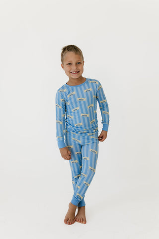 Bamboo Long Sleeve Pajama Set - Blue Stripe Butter