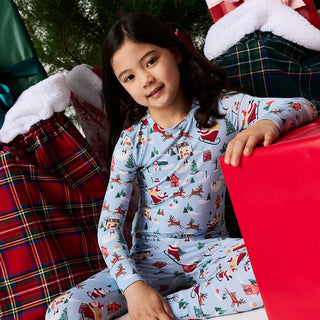 Bamboo Long Sleeve Pajama Set - Christmasville Posh Peanut Size: 2T