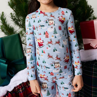 Bamboo Long Sleeve Pajama Set - Christmasville Posh Peanut Size: 2T